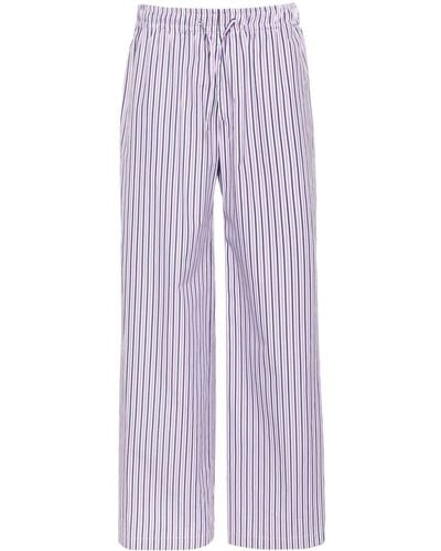 Palm Angels Logo-tag Striped Straight Trousers - Purple