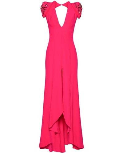 Gemy Maalouf Crystal-embellished Cut-out Gown - Pink