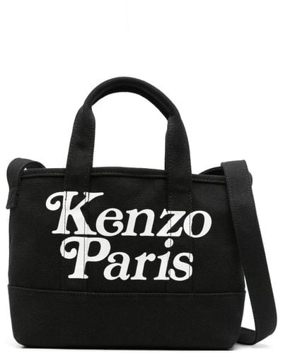 KENZO Bolso shopper grande con logo estampado - Negro