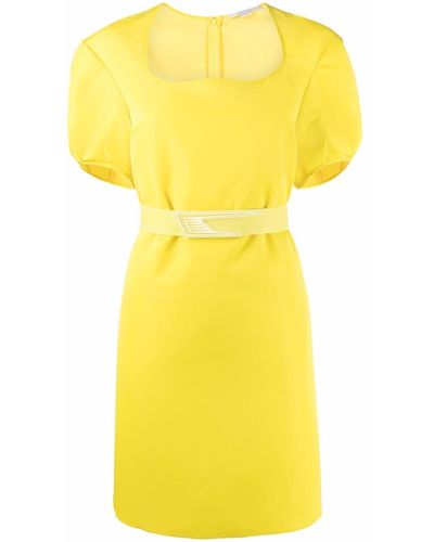 Stella McCartney Robe ceinturée à manches bouffantes - Jaune