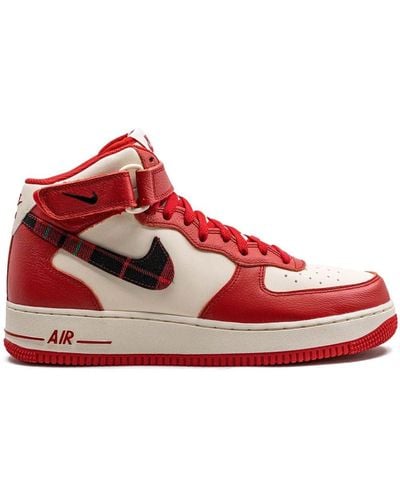 Nike Air Force 1 Mid 07 LX Plaid Cream Red Sneakers - Rot