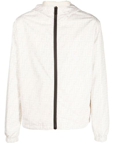 Fendi Chaqueta con capucha y logo FF - Blanco