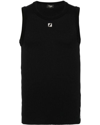 Fendi Ff Logo Plaque Tank Top - Black