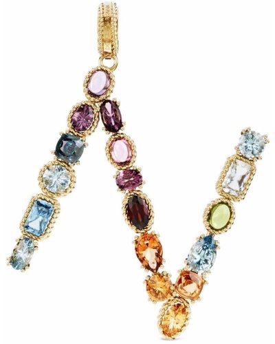 Dolce & Gabbana Pendentif Rainbow Alaphabet N en or 18ct orné de pierres variées - Métallisé