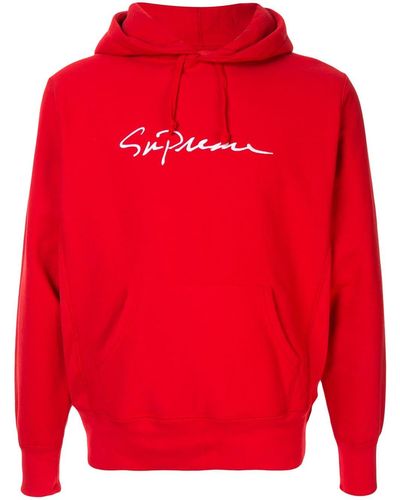 Supreme Logo-print Cotton Hoodie - Red