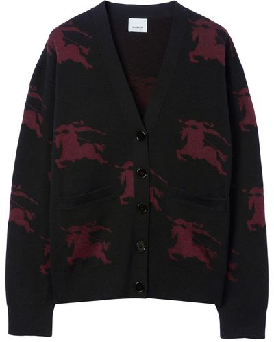 Burberry Logo-jacquard Cotton Cardigan - Black