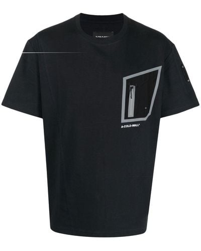 A_COLD_WALL* Asymmetric-pocket Logo-print T-shirt - Black