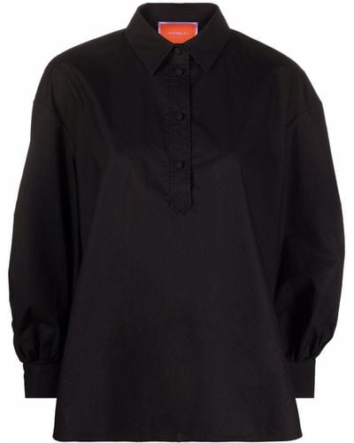 La DoubleJ Poet Button-placket Cotton Shirt - Black