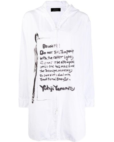Yohji Yamamoto Hand-written Hooded Shirt - White