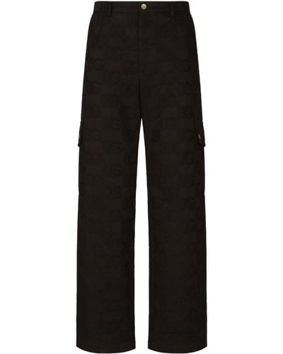Dolce & Gabbana Pantalones con monograma en jacquard - Negro