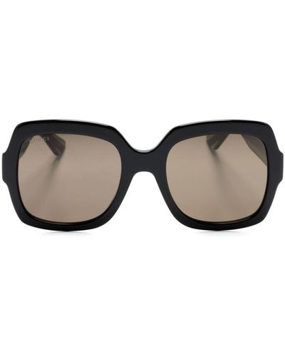 Gucci Eckige Sonnenbrille mit Webstreifen - Grün