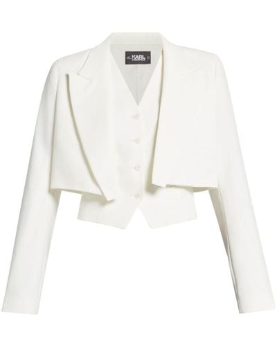 Karl Lagerfeld Layered Convertible Blazer - White