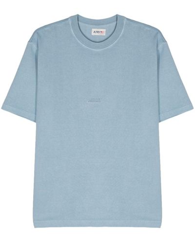 Autry Logo-debossed Cotton T-shirt - Blue