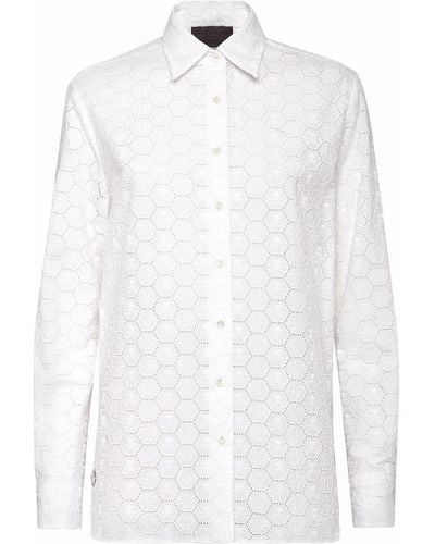 Philipp Plein Blouse Met Kant - Wit