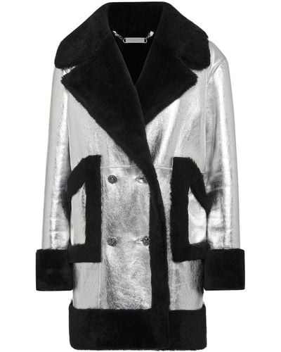 Philipp Plein Double-breasted Shearling Leather Coat - Black