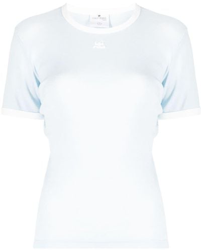 Courreges Embroidered-logo Cotton T-shirt - White