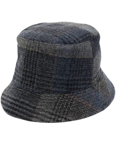 Fedeli Tartan-check Virgin-wool Hat - Grey