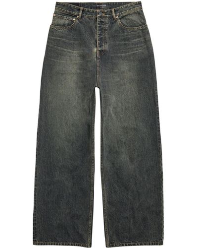 Balenciaga Low Waist Jeans Met Wijde Pijpen - Grijs