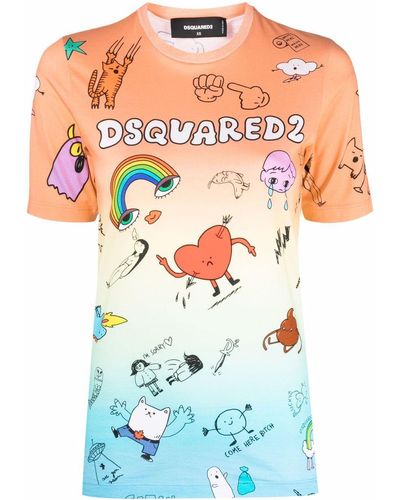 DSquared² T-shirt à imprimé graphique - Orange