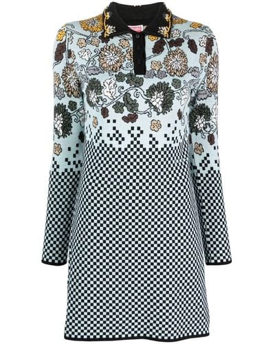 KENZO Floral Archive Knitted Minidress - Grey