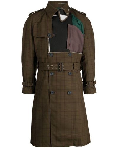 Kolor Patchworked Double-breasted Trench Coat - Brown