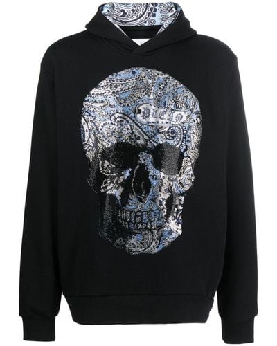 Philipp Plein Rhinestone-embellished Skull Hoodie - Black