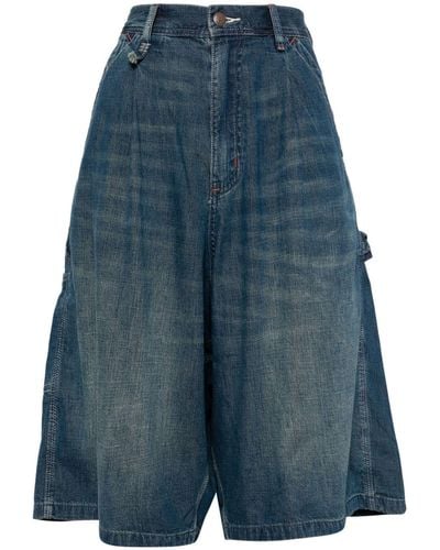 R13 Jesse Jeans-Shorts mit weitem Bein - Blau
