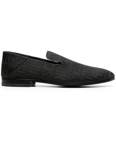 Moschino All-over Logo-print Loafers - Black