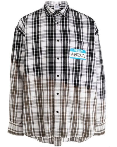Vetements My Name Is Checked Shirt - Black