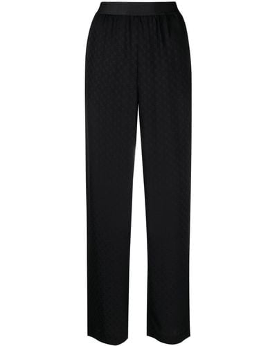 Palm Angels Monogram-jacquard Silk Pyjama Trousers - Black