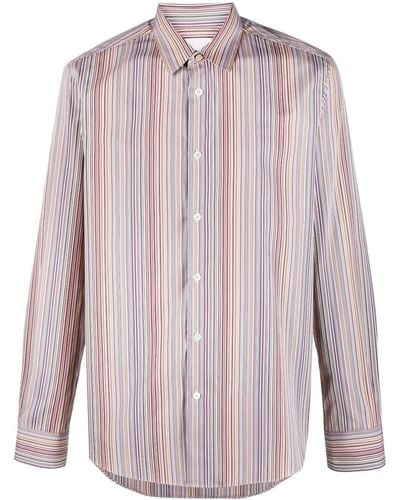 Paul Smith Camisa a rayas con cuello de pico - Rosa