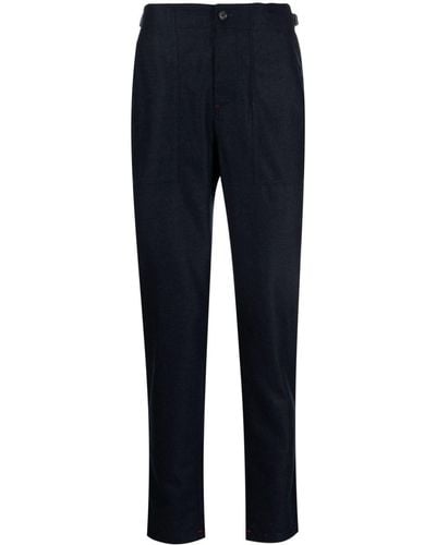 Isaia Wool Flannel Tailored Pants - Blue