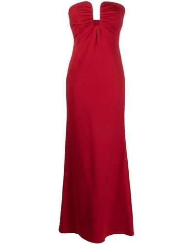 Roland Mouret Draped-detail Strapless Maxi Dress - Red