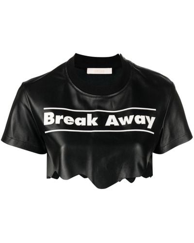 Ssheena Break Away Leather Crop Top - Black