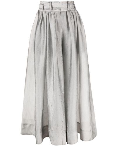Eudon Choi Lille Belted Wide-leg Trousers - Grey