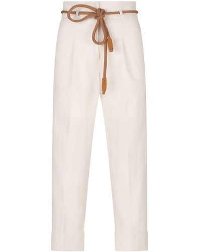 Silvia Tcherassi Beryl Waist-strap Straight-leg Pants - White