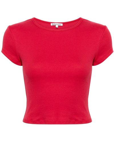 Reformation Muse Cropped T-shirt - Red