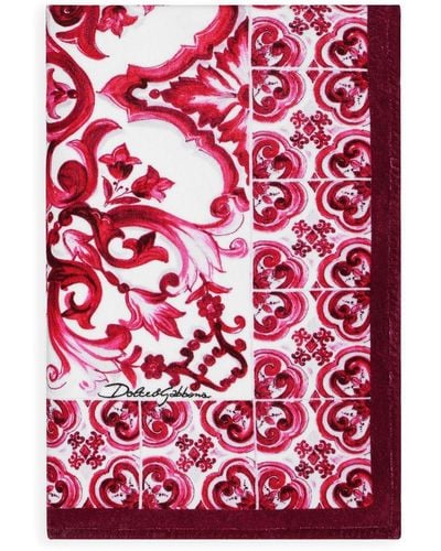 Dolce & Gabbana Majolica-print Terry-cloth Beach Towel - Red