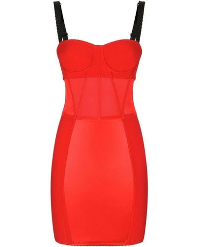 Dolce & Gabbana Silk Corset Mini Dress - Red