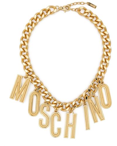 Moschino Logo-lettering Cuban-chain Choker - Metallic