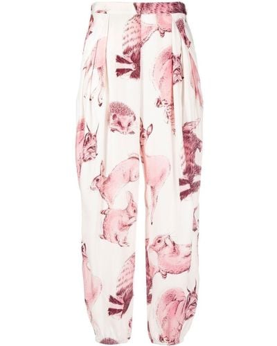 Stella McCartney Taillenhose mit Animal-Print - Pink