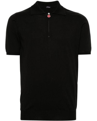 Kiton Zipped Cotton Polo Shirt - Black