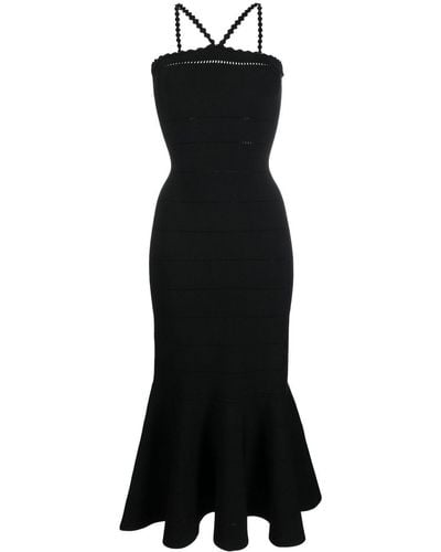 Victoria Beckham Cut-out Detail Peplum Dress - Black