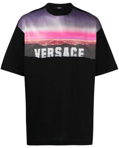 Versace T-shirt Hills con stampa - Nero