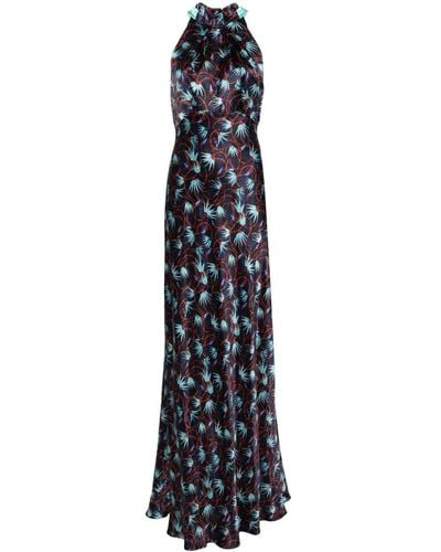 Saloni Michelle Floral-print Silk Maxi Dress - Blue
