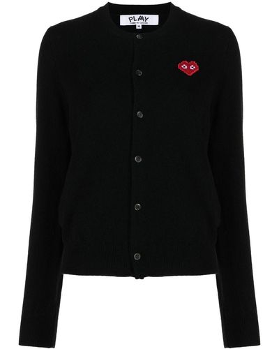 COMME DES GARÇONS PLAY Cárdigan con parche del logo - Negro