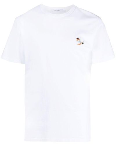 Maison Kitsuné T-shirt Met Logopatch - Wit