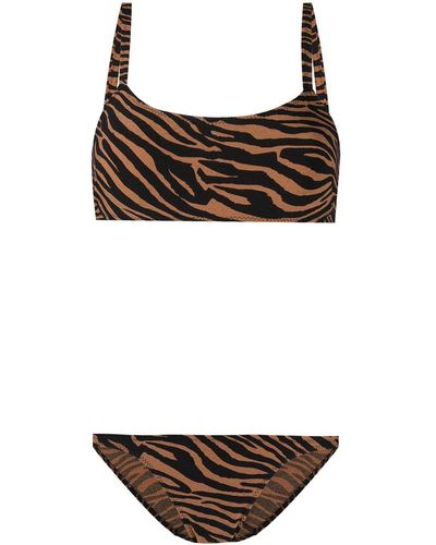 Lisa Marie Fernandez Bikini à imprimé animalier - Marron