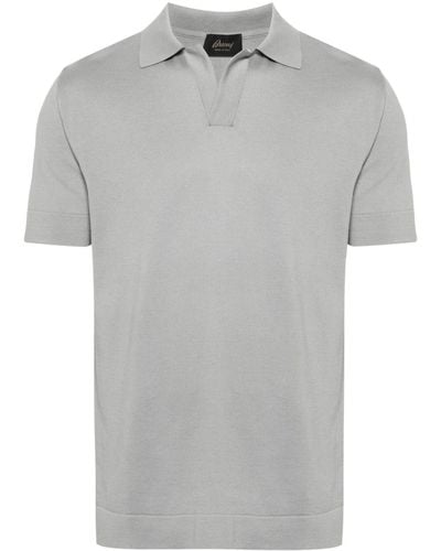 Brioni Split-neck Polo Shirt - Grey