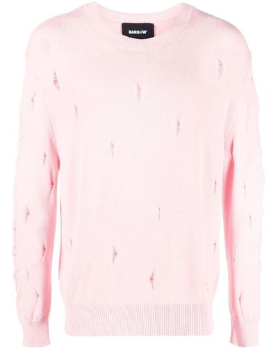 Barrow Distressed-effect Crew-neck Sweater - Pink